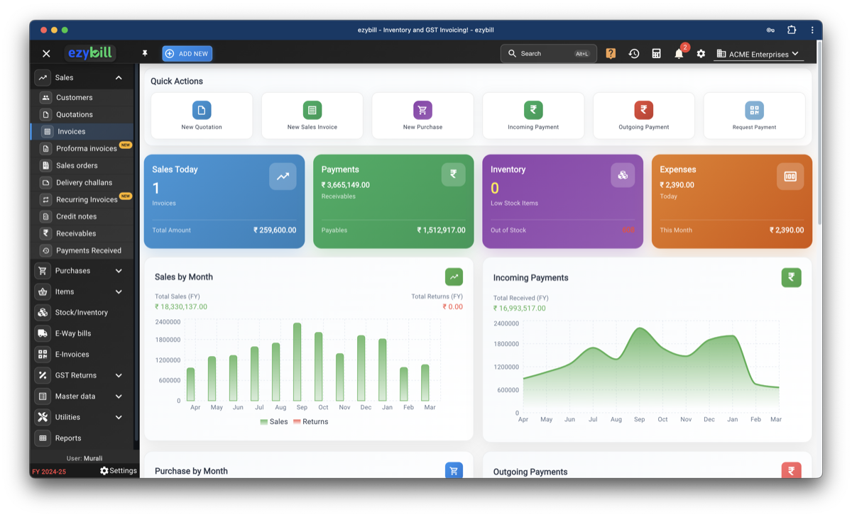 EzyBill dashboard preview